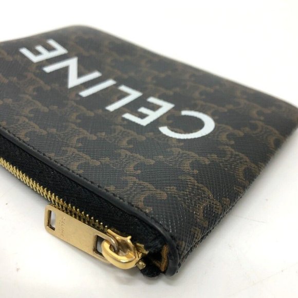 CELINE Triomphe coin purse PVC/Leather Brown/GoldHardware - Picture 14 of 14